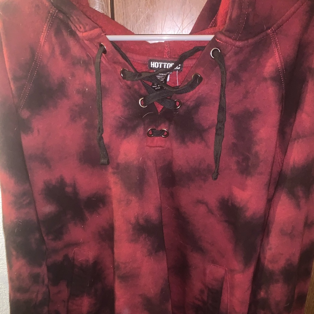 Red and Black Tie Dye Hoodie